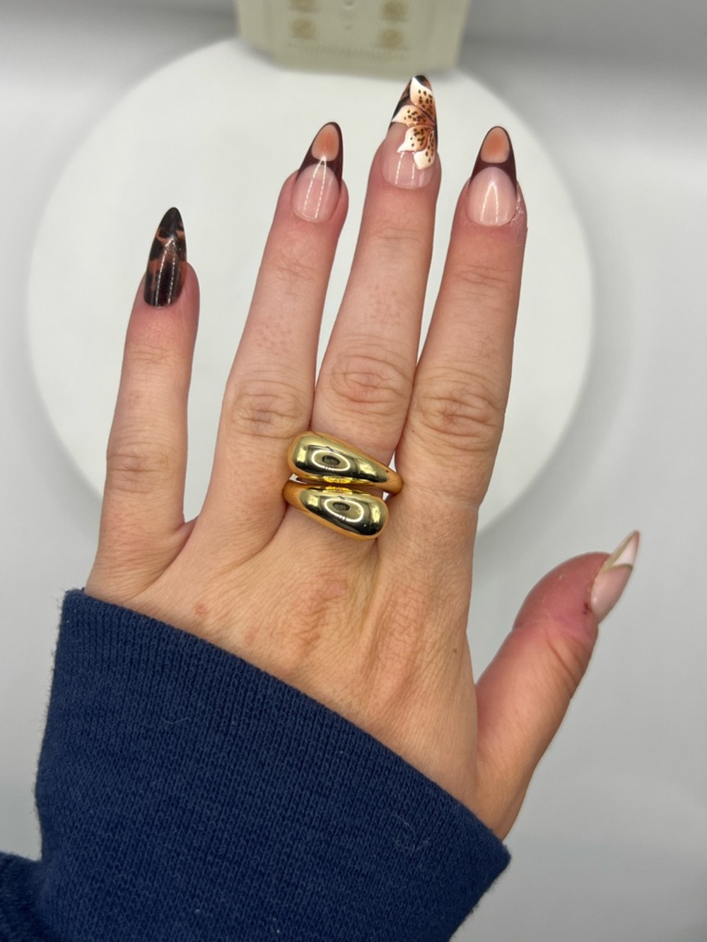 Aquamir Polished Gold Double Dome Ring - Picture 6 of 6